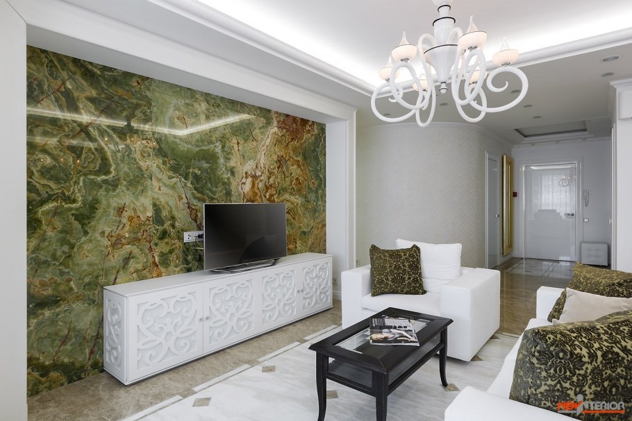 Интерьер из белого мрамора