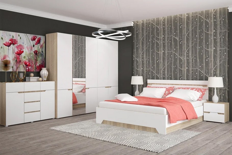 Спальный гарнитур Анталия сонома/белый софт