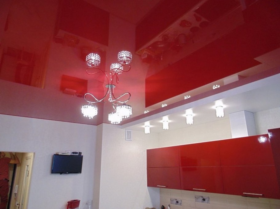 Интерьер кухни 9 кв.м в красно черном стиле