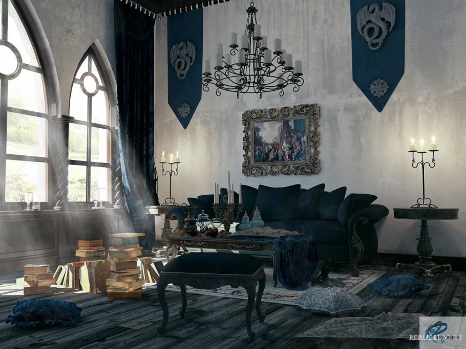 Потолки интерьера в стиле неоготика