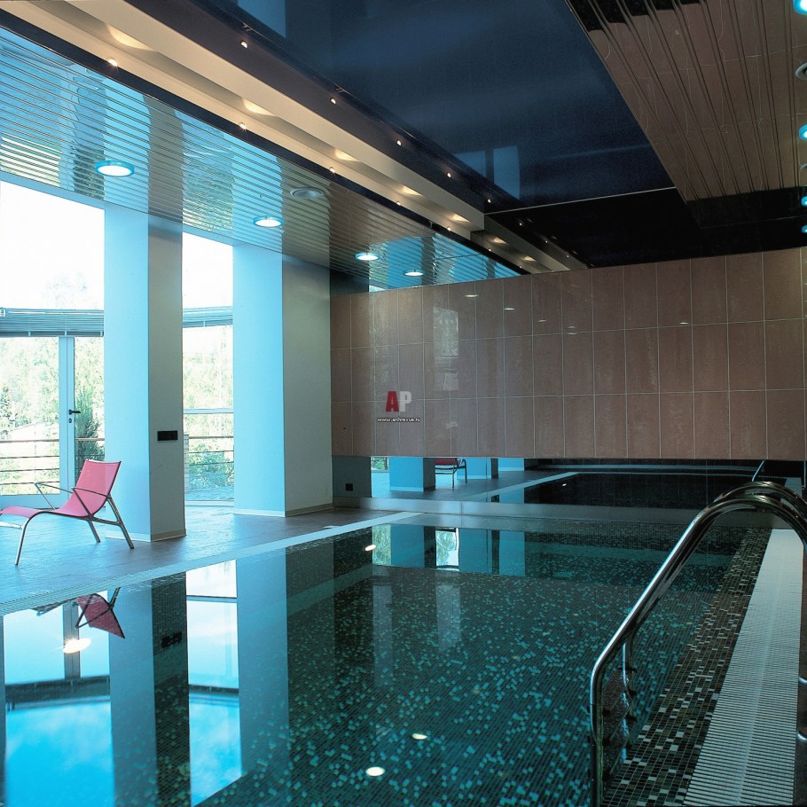 Интерьер помещения с бассейном в стиле хайтек