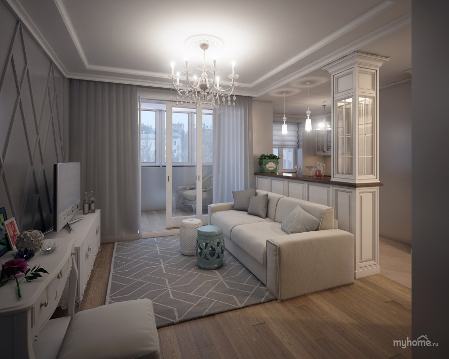 Гостиная в хрущевке современная классика