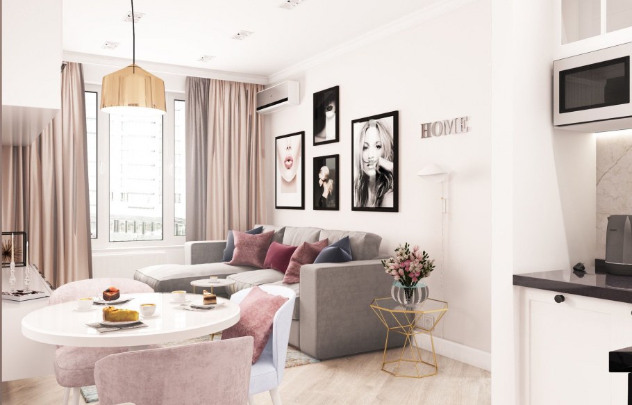 Интерьер однокомнатной квартиры 35 кв м