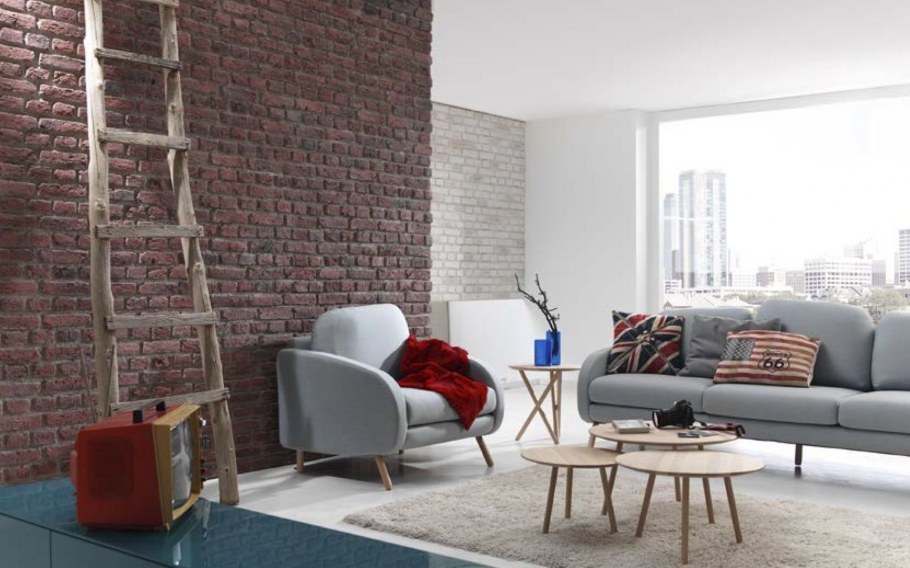 Крашеный кирпич в интерьере