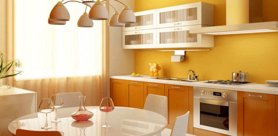Персиковый кухонный гарнитур