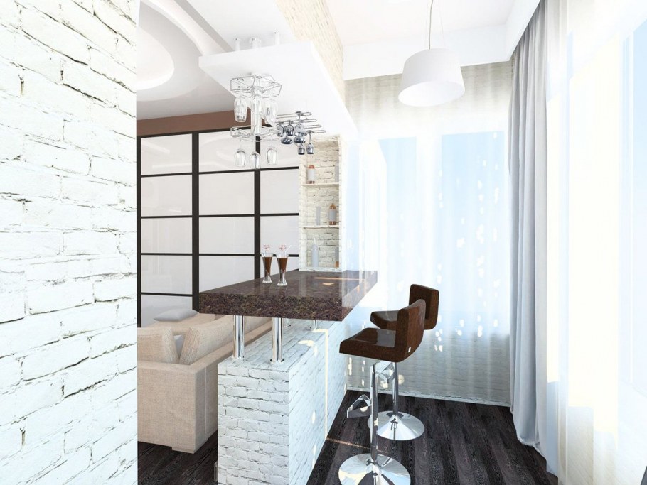 Отделка лоджии в барном стиле