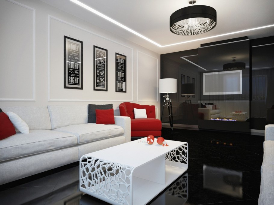 Черно белая гостиная
