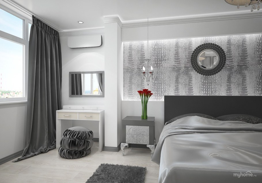 Интерьер кухни в серо белых тонах