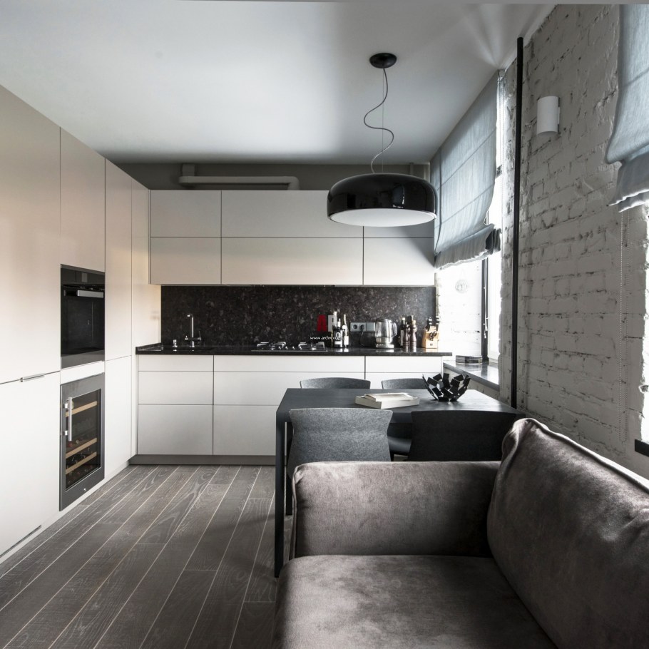 Гостиная лофт 40кв