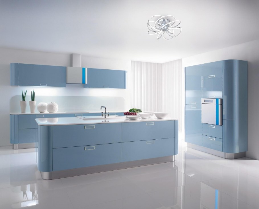 Кухня Роял Вуд голубая