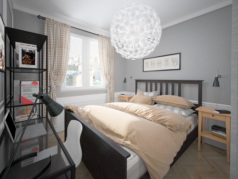 Спальня в скандинавском стиле икеа