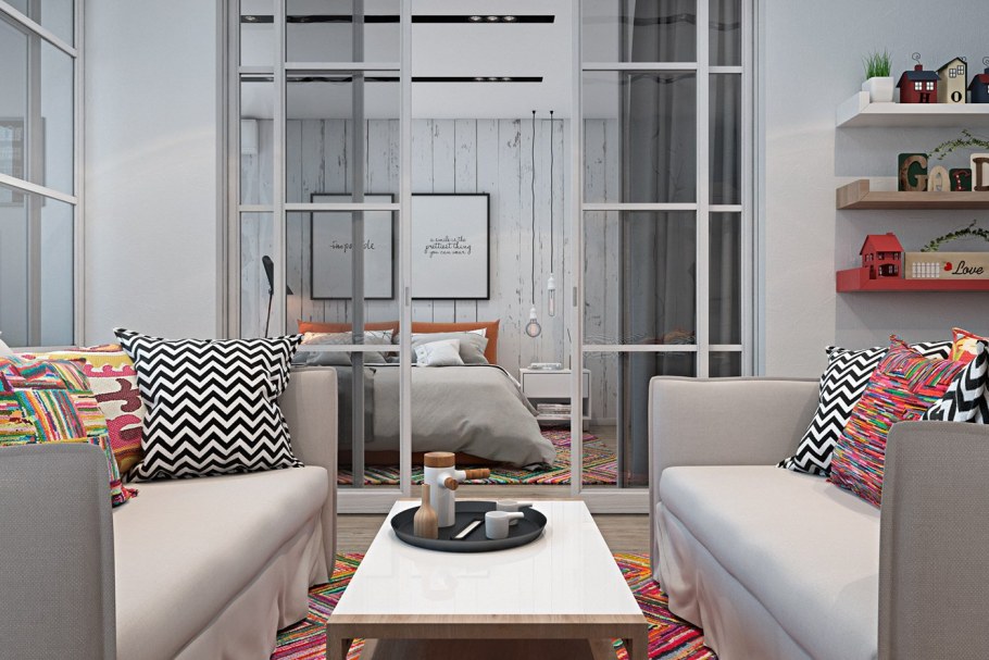 Кровать с балдахином в скандинавском стиле