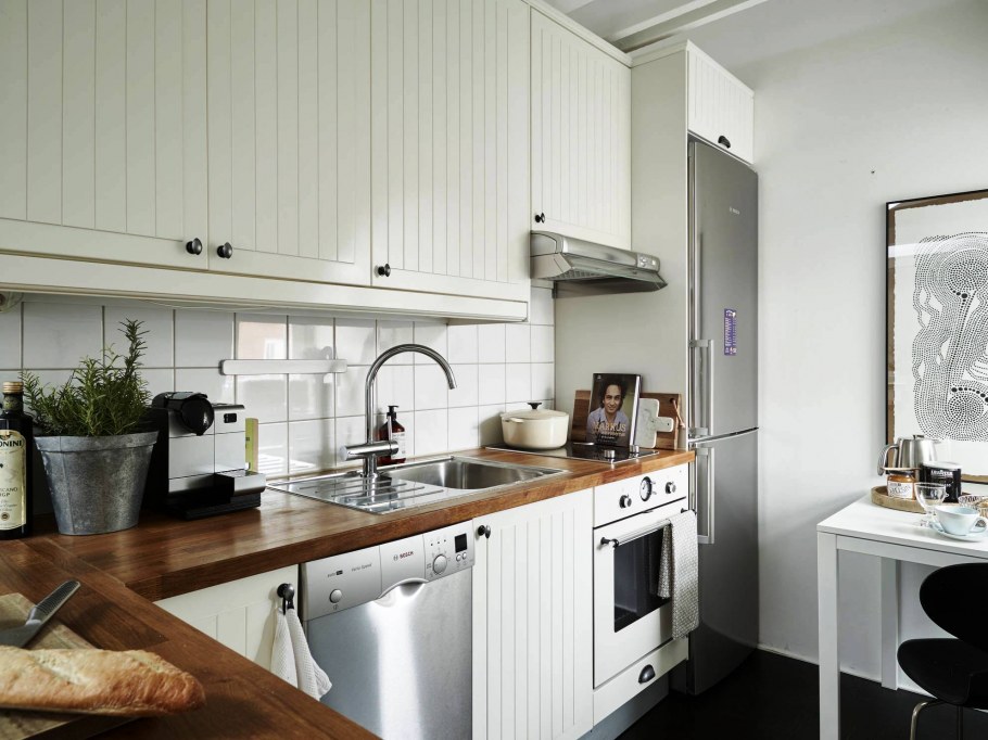 Сканди стиль кухня гостиная