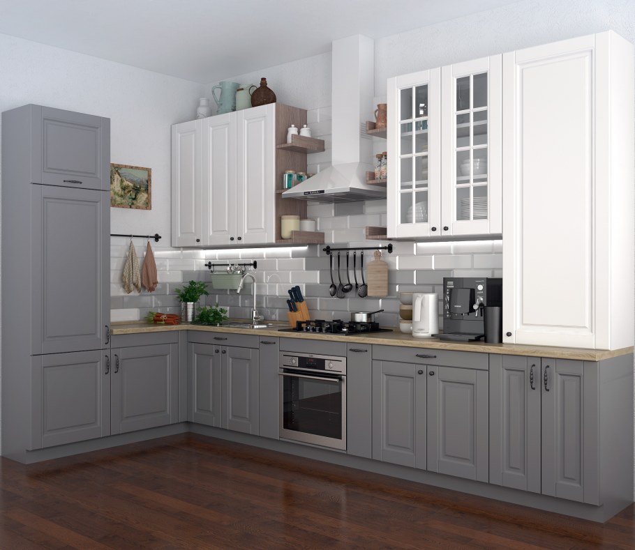 Кухня Скандинавский лофт белая кухня Будбин