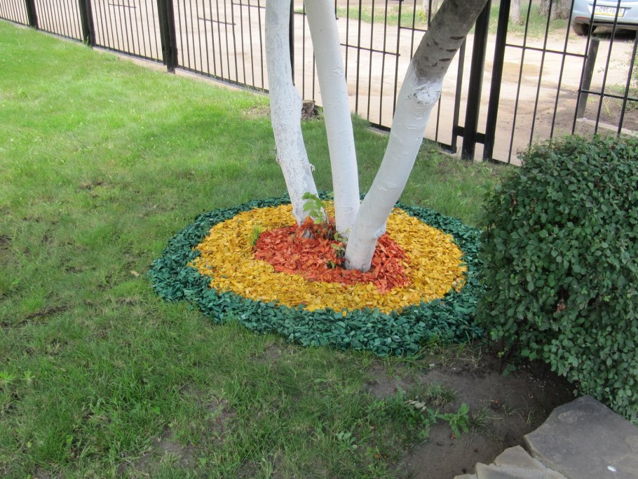 Клумба с декоративной щепой