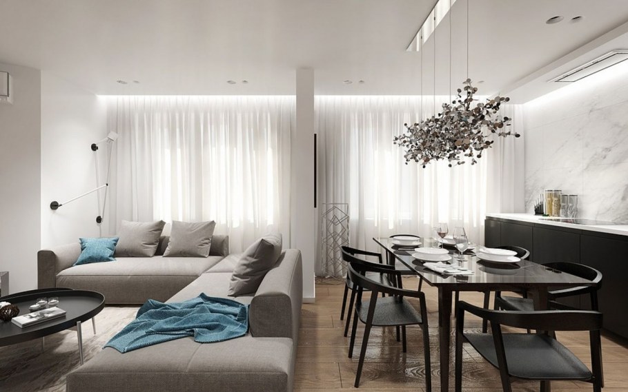 Деревянные рейки в интерьере гостиной