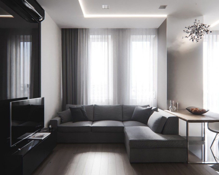 Интерьер угловой однушки