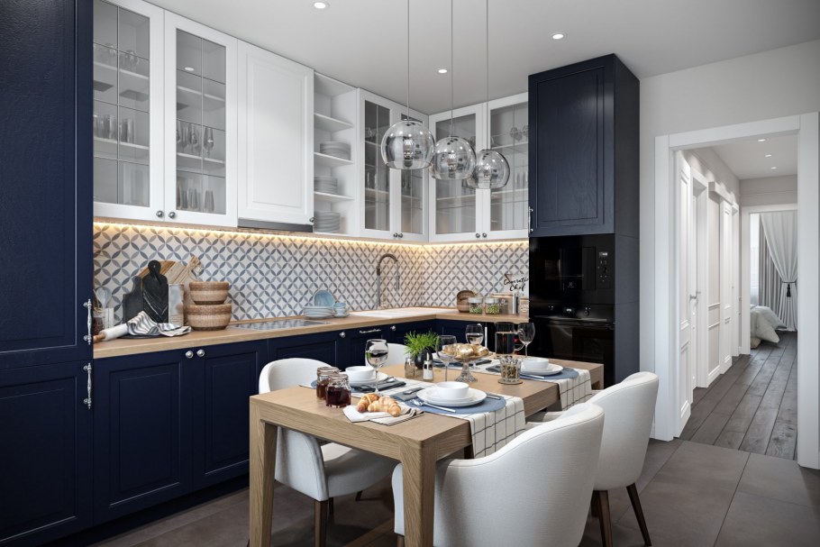 Кухня в стиле Неоклассика угловая