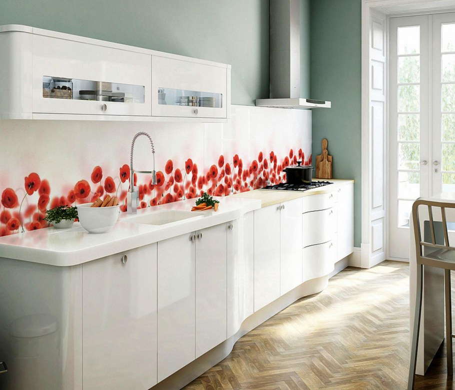 Кухня "красные маки" 1,6м