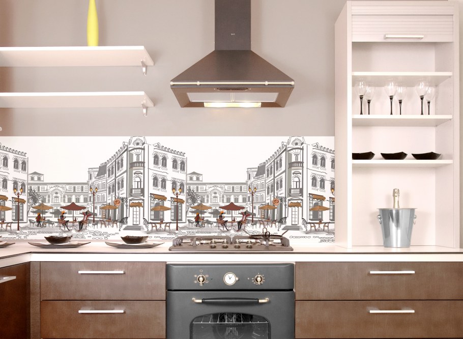 Кухонный фартук уличное кафе 600*3000мм