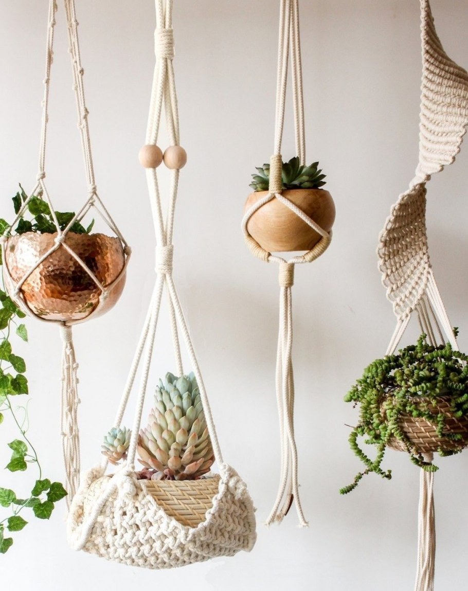 Подвесное кашпо макраме