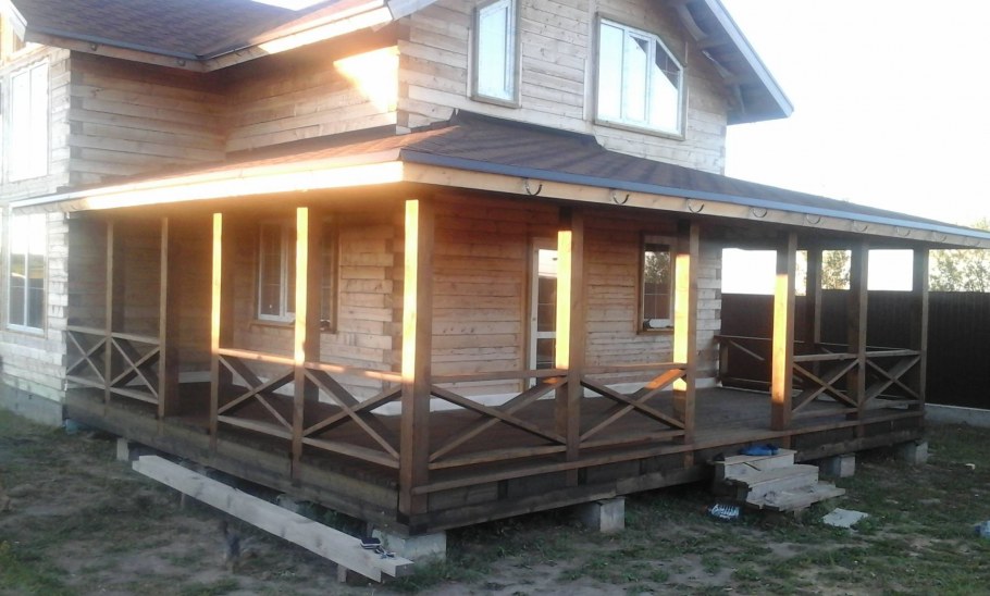 Открытая веранда из бруса