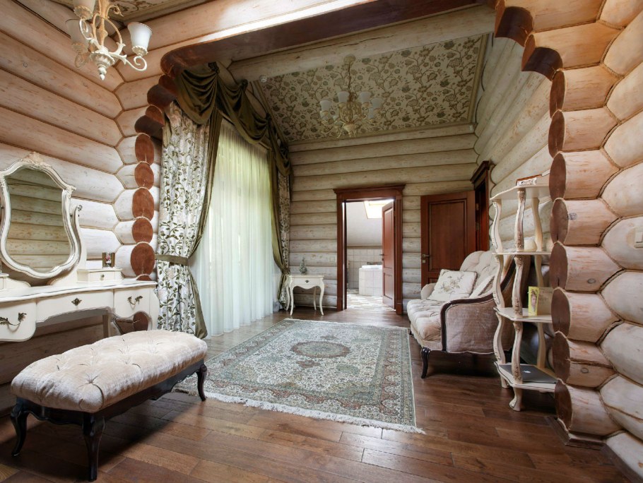 Дом из оцилиндрованного бревна интерьер