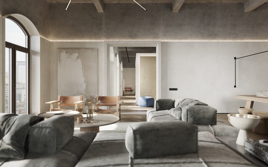 Ливинг рум в стиле лофт