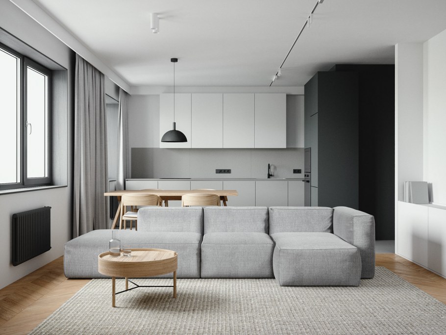 Кухня гостиная Скандинавский Минимализм