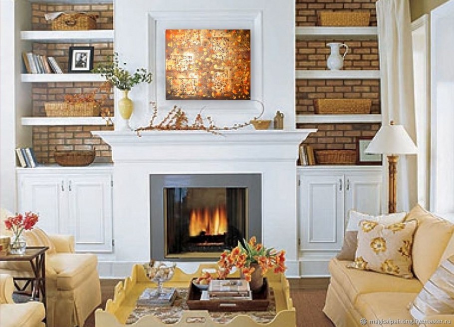 Полки возле камина