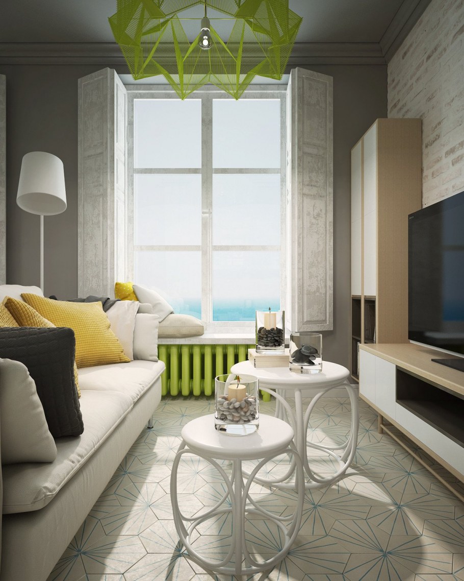 Гостиная с яркими акцентами