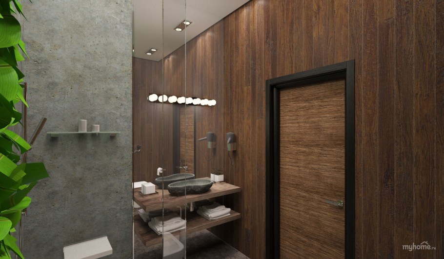 Санузел ресторана в эко стиле