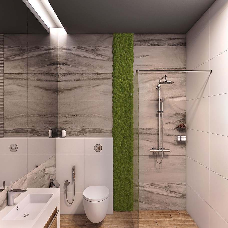 Мох в интерьере туалета