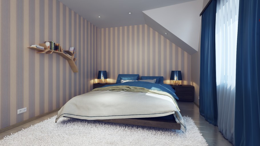 Обои на мансарде комбинированные