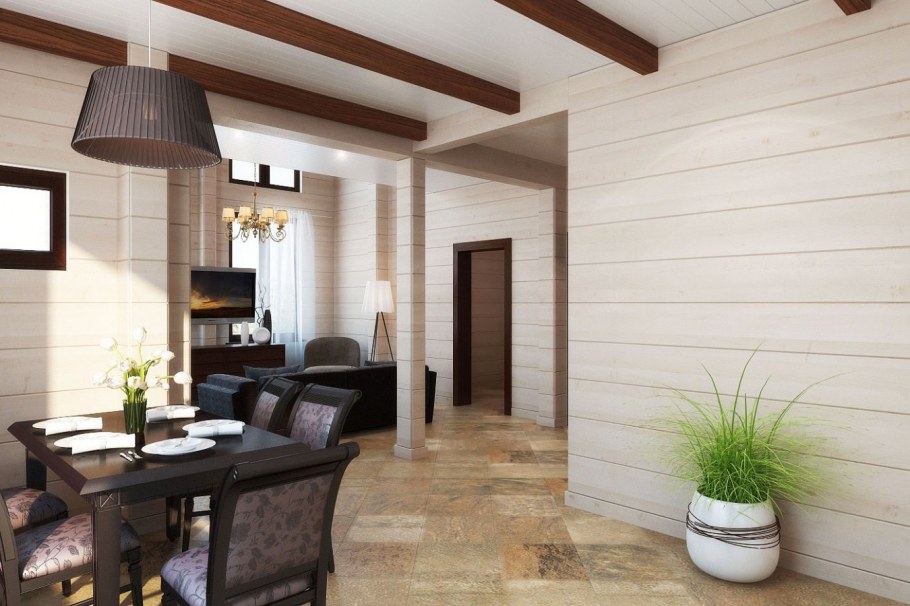 Вагонка в интерьере загородного дома