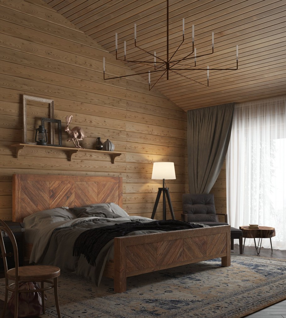 Деревянные брусья в интерьере