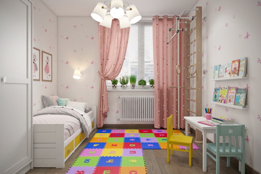 Зонирование спальни и детской