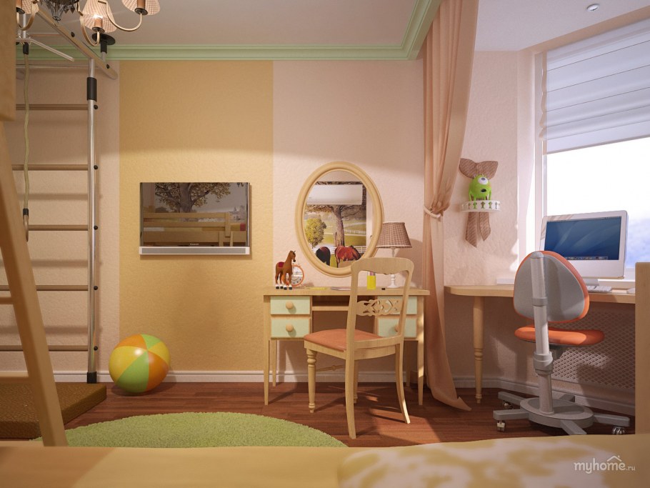 Зонирование детской комнаты для одного ребенка