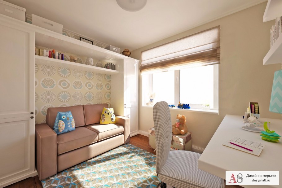 Интерьер двухкомнатной квартиры 60 кв.м для семьи с ребенком