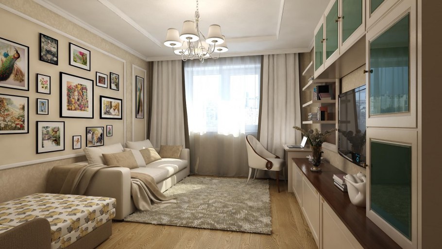 Интерьер двухкомнатной квартиры 60 кв.м для семьи с ребенком