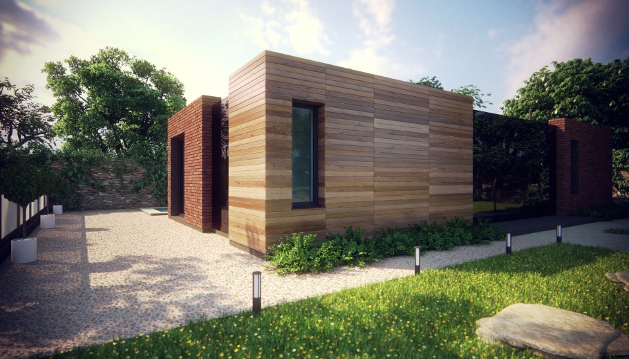 Одноэтажное здание с плоской крышей