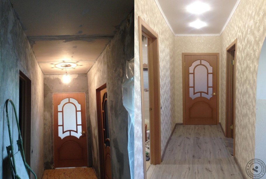 Прихожая до и после ремонта фото