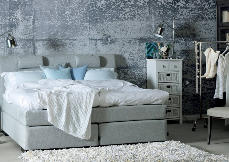 Арт бетон в интерьере спальни