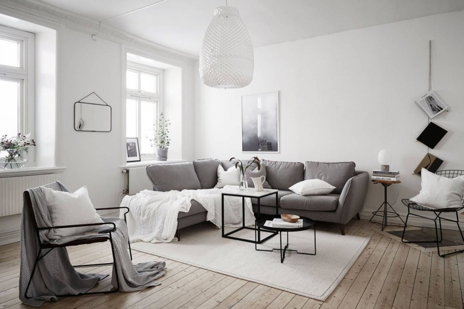 Гостиная в скандинавском стиле в хрущевке