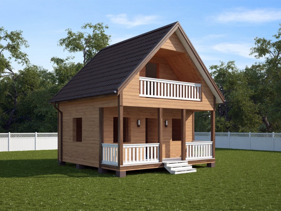 Дом каркасный 6на 8 с террасой