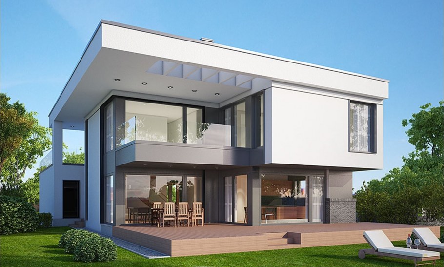 Двухэтажный коттедж в современном стиле