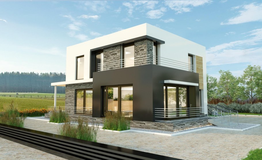 Дом с плоской крышей монолит 170 м