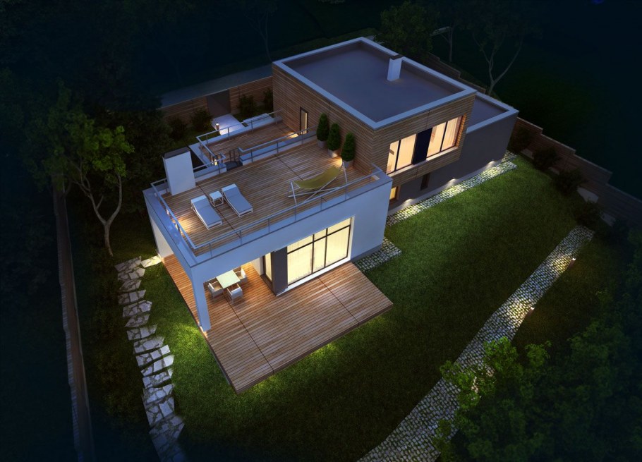 2х этажный дом с плоской крышей