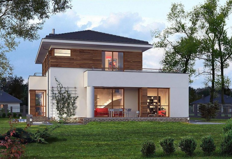 Двухэтажный дом с террасой