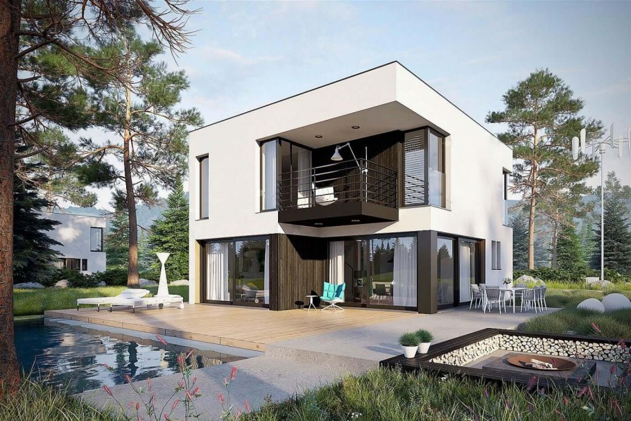 Двухэтажный коттедж в современном стиле